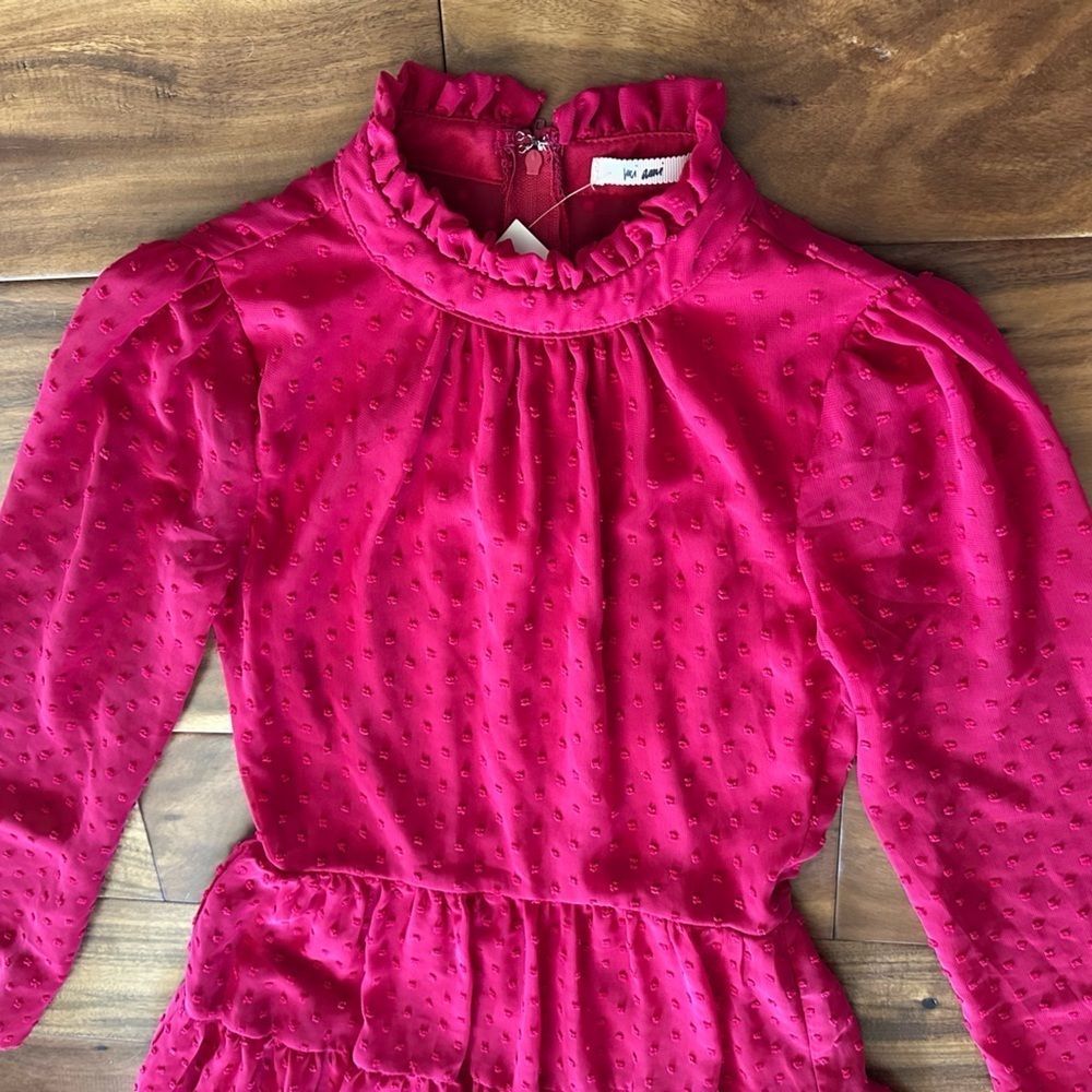 Francesca's NWT Charmed Hearts Red Angelina Mock Neck Clip Mini Dress size XXS - Picture 3 of 5